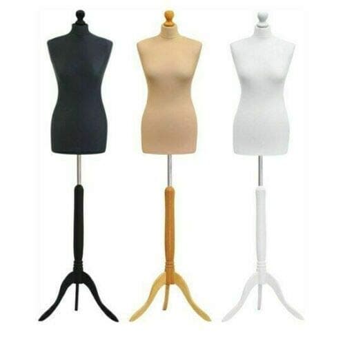 Student Dressmaker |Female Tailors Dummy | Display Bust | Mannequin | Size 6-8 (Cream Colour + Wood Finish Stand)