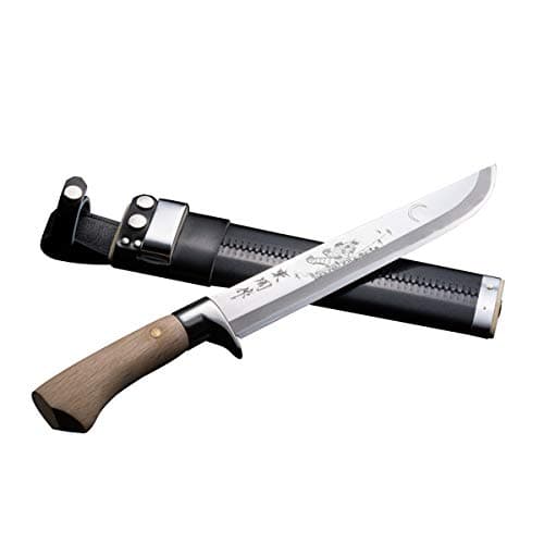 AZUMASYUSAKU HONMAMON Hunting Knife with Carving of Tiger 240mm Japanese Outdoor Knife