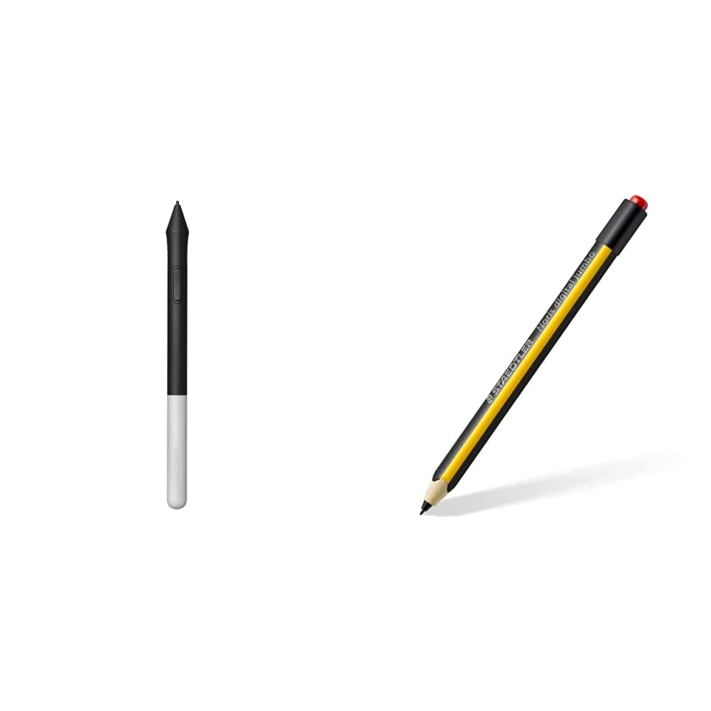 Wacom One Pen CP91300B2Z for Wacom One Creative Pen Display, 5.6", Black/Silver and STAEDTLER Noris Digital Jumbo 180J 22. EMR Stylus | Creative Pen Display Bundle