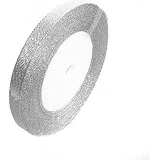 Metallic Glitter Ribbon Silver 12mm Sparkling Tulle Roll Valentine's Birthday Gift Wrapping (25 Yds)