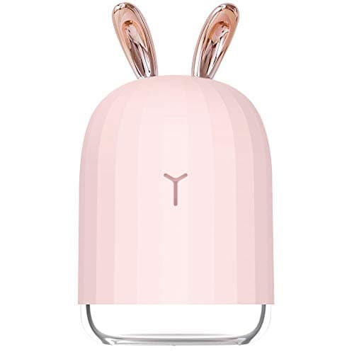 AmuseNd USB Cool Mist Humidifier with Breathing Light, Mini Size Rabbit Humidifier for Bedroom Home Office Desktop 220ml with Timed auto Shutdown
