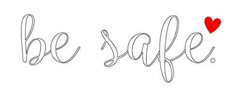 Yifantacy Gizovava White Be Safe Vinyl Front Door Decal Heart - Be Safe Vinyl Decal, Home Vinyl Sticker, 12.3" W x 4.2" H