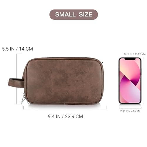 Elviros Toiletry Bag for Men, Large Travel Shaving Dopp Kit Water-resistant Bathroom Toiletries Organizer PU Leather Cosmetic Bags