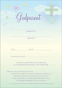 Godparent Certificate - Cross with Flowers - 10 Pack