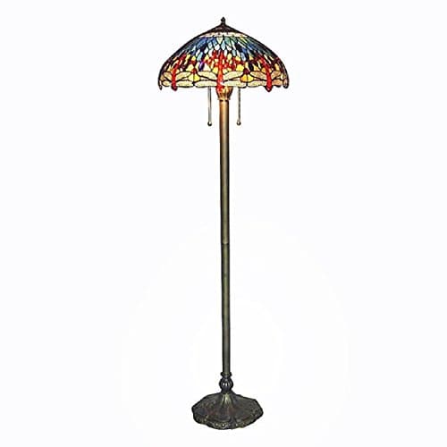 Tiffany Style Stained Glass Floor Lamp - Dragonfly