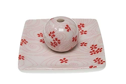 ACSWEBSHOP Electric Red Mini Flowers Incense Holder Square Dish Type