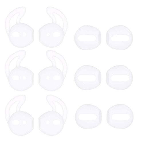 Fit in Case Ear Tips Replacement for Airpods, Rayker Anti-Slip Ear Tips & Fit in Charging Case Earbud Covers for Airpods Headphone, 3+3 Pairs, White