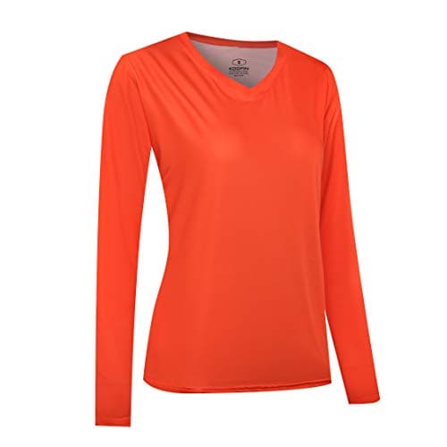 Koofin Women’s Performance Long Sleeve Fishing Shirt UPF50+ V-Neck Athletic Workout Tops Moisture Wicking Relaxed NO Logo