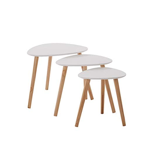 Modern Furniture Coffee Tables/Scandinavian/Retro Nest of 3 Side/Lamp (White)