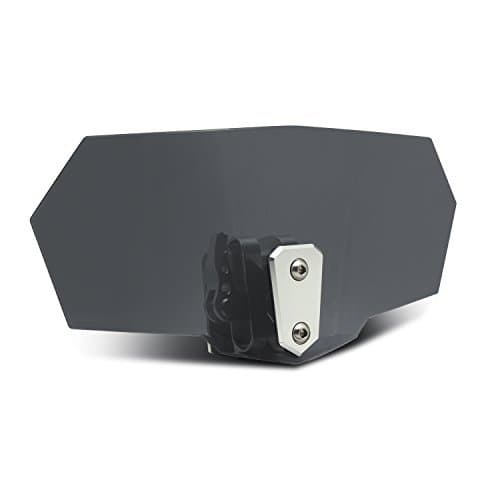 Senkauto Adjustable Clip on Windshield Extension Spoiler Wind Deflector for Motorcycle (Grey & Chrome)