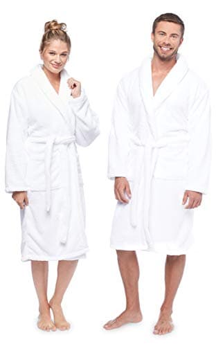 Terry Towels Classic Bath Robe, Premium Spa Robe, Large White