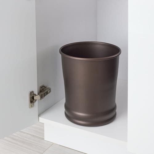 iDesign Round Metal Waste Basket, The Olivia Collection – 9" x 9" x 10", Bronze