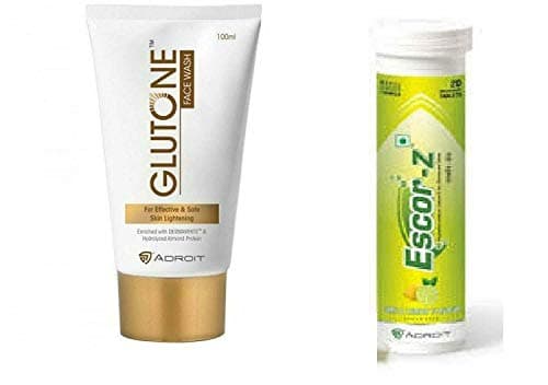 Combo Of 2 Skin whitening Escor-Z 20 Tablets with Glutone Face Wash 100ml U.S