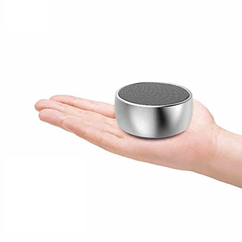 GoldFlower Easy Mini Portable Bluetooth Speaker, Metal Body Bass Speaker,Rechargeable Wireless Boxing Speaker Support Micro SD Card Playing&3.5mm Audio Cable Connect(Silver)