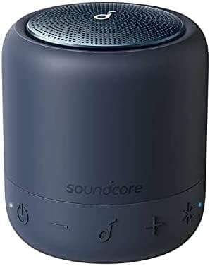 Soundcore Anker Mini 3 Bluetooth Speaker, Waterproof IPX7, Ideal for Pocket Party, Bathroom, Beach, with BassUp and PartyCast Technology, Portable Speaker, USB-C, and Customizable EQ in Blue