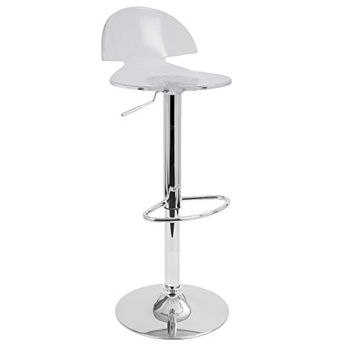 LumiSource Venti Bar Stool, Clear Adjustable Bar Stool, Chrome Bar Stool, Bar Chair, Swivel Bar Stool