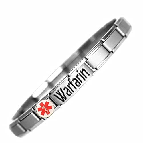 Warfarin User Medical ID Alert Bracelet - Stainless Steel - One size fits all - Totally Adjustable - JSC Jewellery THE Medical ID Charm Bracelet Specialists.