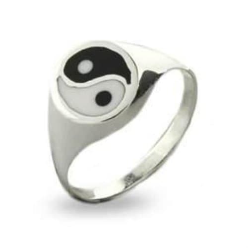 Elegant Jewel 925 Sterling Silver Unisex Round Ying Yang Asia Tai Chi Duality Symbol Ring (10)