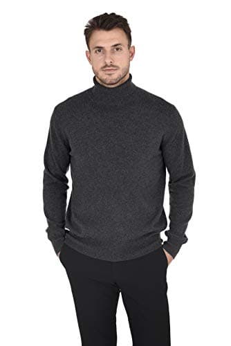 Cashmeren Men's Essential Knit Turtleneck Sweater Cashmere Wool Long Sleeve Roll Neck Pullover (Charcoal, XX-Large)