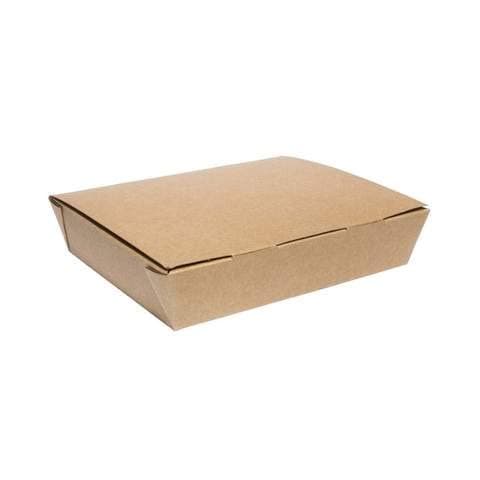 (25-300pcs) No.11 Brown take out Cardboard Food Box, Takeaway Disposable Paper Food Containers, Microwaveable Hinged Lid Natural Kraft Box, Carry-Out Food Box, biodegradable leak proof box for burger