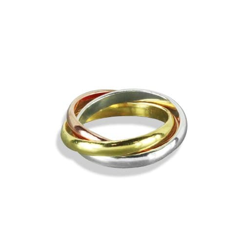 Solid .925 Sterling Silver Tri-Color Russian Puzzle Ring (sr603)