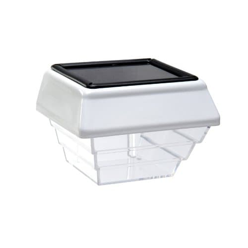 Maine Ornamental 4x4 Solar Post & Stair Light, White, Pack of 2 Lights - 3-3/8" Wide