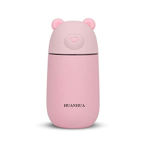 HUANHUA Mini Ultrasonic Cool Mist 280ml Humidifier with Air Purifier with 7 Colors LED Changing Lights for Yoga, Spa, Baby Room, Bedroom, Office,Car
