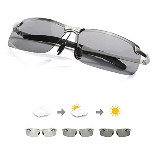 TJUTR Mens Polarized Photochromic Sunglasses Day & Night Driving Glasses Anti Glare | Ideal for Low to Medium Light Condition