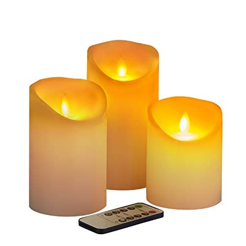 Flameless Candles Led Candles 9 Pack Pillar Real Ivory Wax， Include Realistic Dancing LED Flames and 10-Key Remote Control with 24-Hours Timer Function 400+ Hours by 2 AA Batteries.
