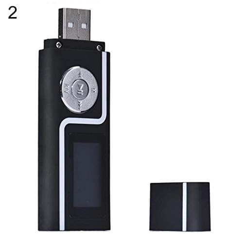 Kukakoo Portable MP3/MP4/FM Radio Player丨Video/Media/Music Player,Support Photo Viewer,K10MP3 Music Media Player Portable USB Stick Shape LCD Screen Dual Audio Ports Gift - Black