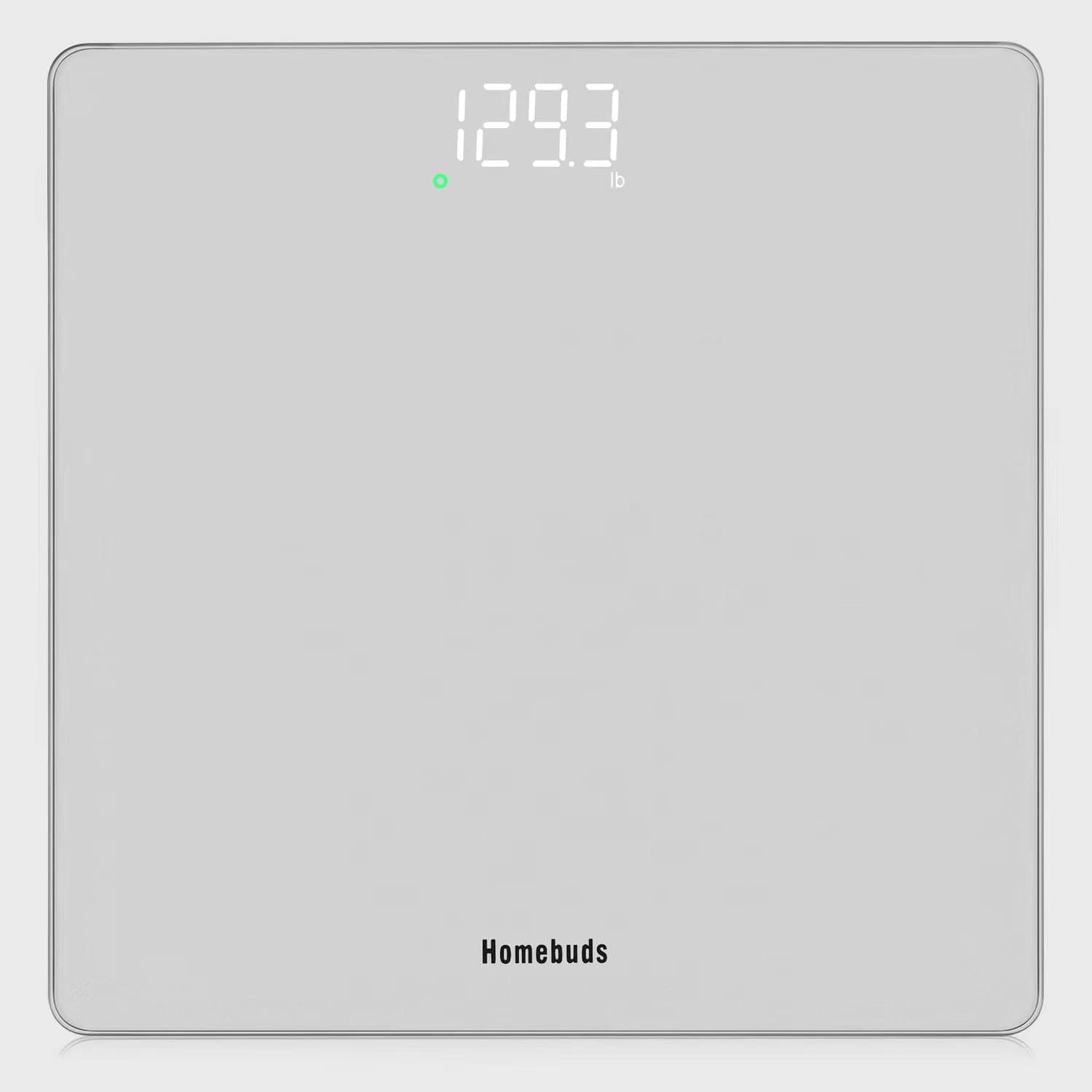 Homebuds Bathroom Scale for Body Weight, Precision 0.1lb by Our Professional Factory Since 2001, Weight Scale LED Display and Step-On, 3*AAA Batteries Included, 400lb/182kg, Silver