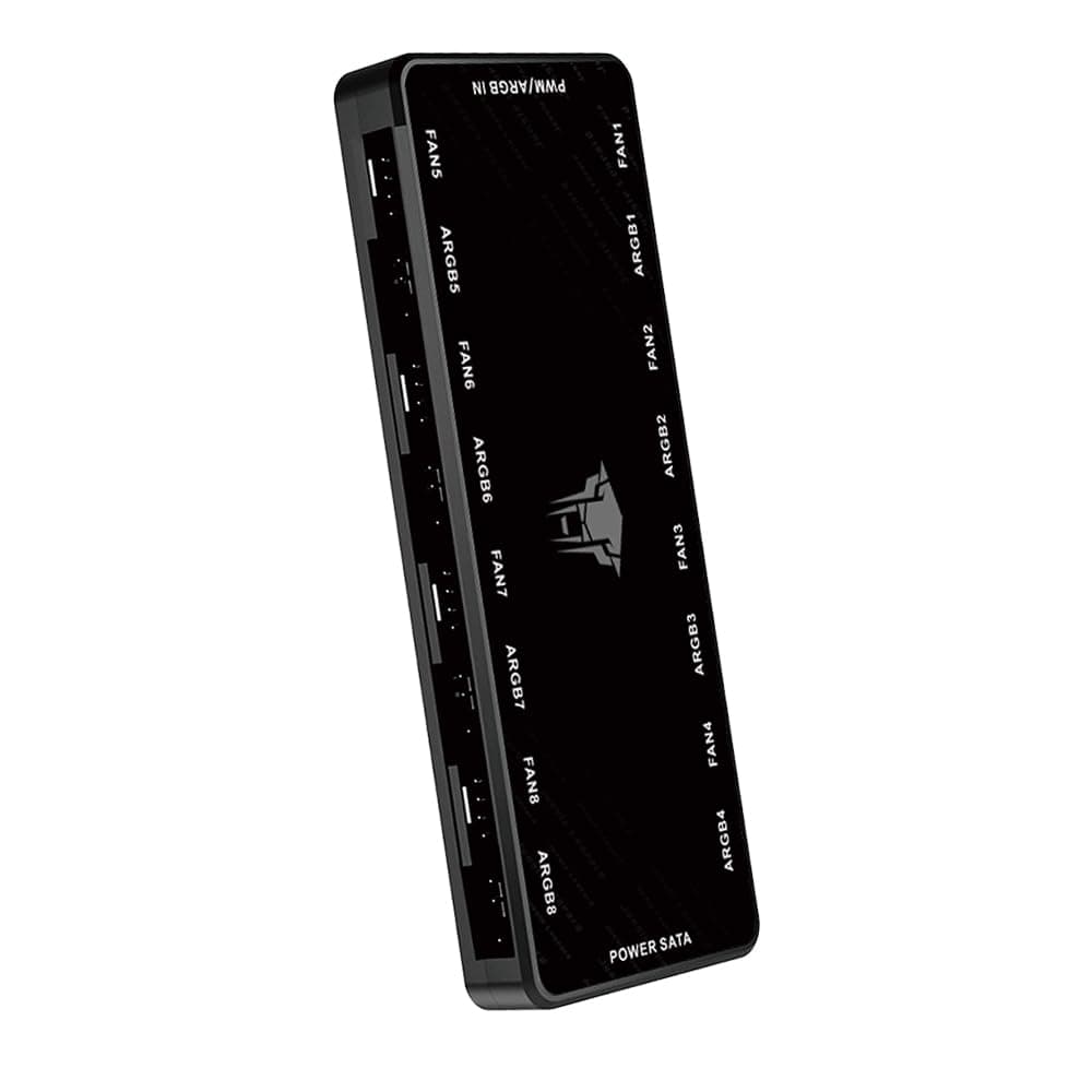 ARGB and PWM Fan HUB,8 Ports for Addressable RGB Lighting with PWM,1 to 8 Multi Way Magnetic backplane Splitter 5V/3PIN ARGB Case Fan Hub Adapter PWM ARGB Fan Black