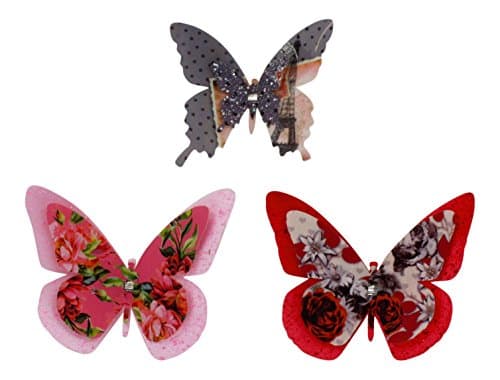 Set of 3 Colorful Butterflies on Clip - French Design with Eiffel Tower -