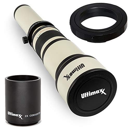 Ultimaxx 650-1300mm (w/ 2X Converter 1300-2600mm) Telephoto Zoom Lens Set for Canon EOS 9000D 800D 760D 750D 700D 1300D 1200D T100, 4000D, 3000D, 2000D, 1500D DSLR Cameras