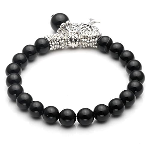 JSDDE Black Agate Tree of Life Stretch Bracelet Reiki Healing Crystal Gemstone Beads Bracelet, Birthstone Lucky Stone Jewelry(6.2")