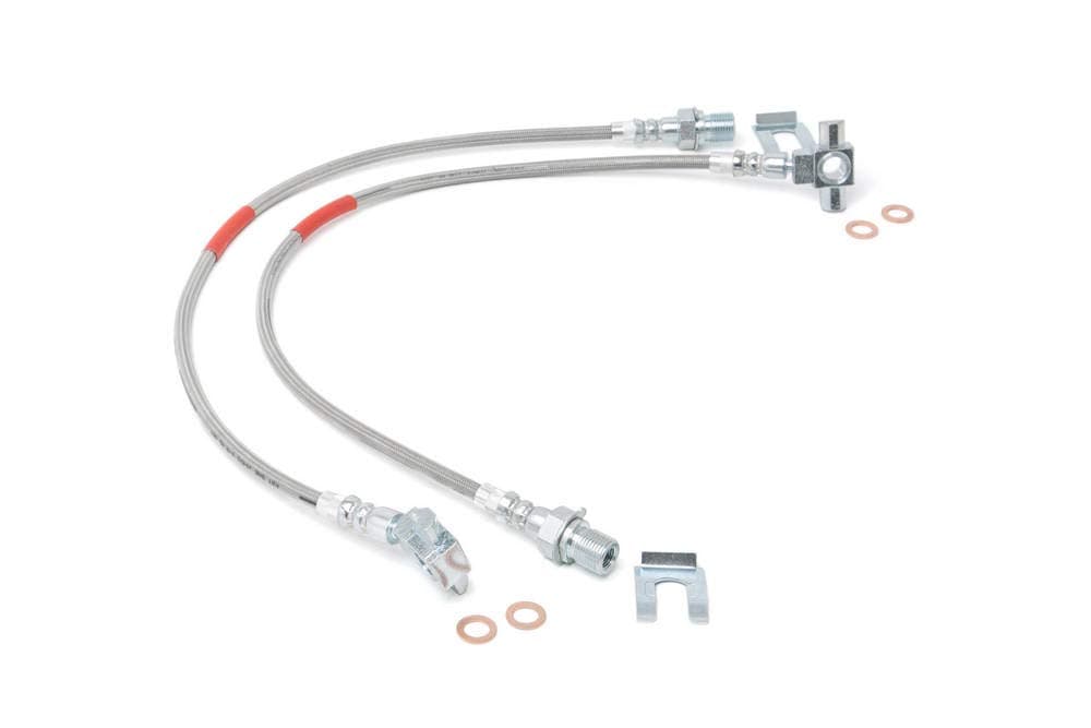Rough CountryFront Stainless Brake Lines Brake Hose (fits) 71-78 Chevy GMC Trucks | Suburban | Blazer | Jimmy | 4-6'' Lift | 89340S