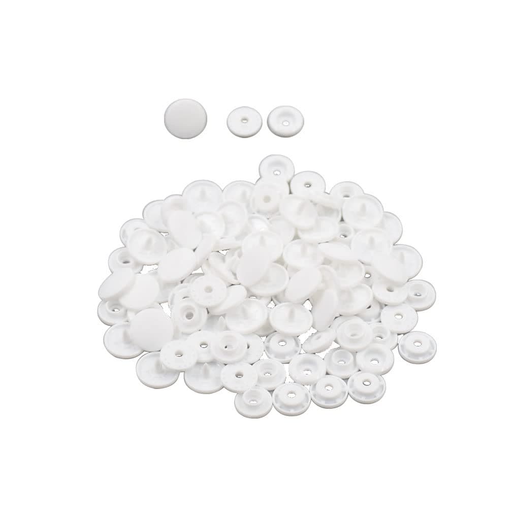 White Plastic Snap Fasteners Size 20 100Sets Snap On Clothing Plastic Snap Button Matte T5 Round for Baby Clothes -A49