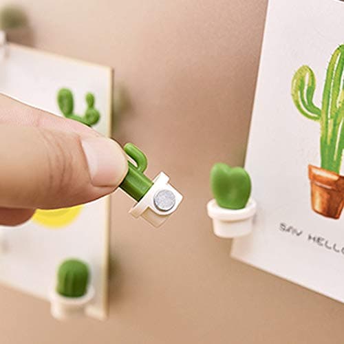 Gotian 6pcs Cute Succulent Plant Magnet Button Cactus Refrigerator Message Sticker Magnet Sticker for Message Stickers Memo Stickers Blackboard Stickers Whiteboard Stickers Ornaments (White)