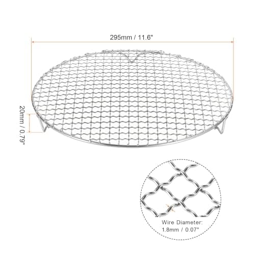 HARFINGTON 2pcs Round Cooking Rack 11.6-inch 201 Stainless Steel Cross Wire Barbecue Grill Net with 20mm Legs for Cooking Baking Steaming BBQ