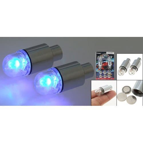 SODIAL(R) Blue LED Car Bicycle Tyre Valve Cap Light Lamp 2PCS