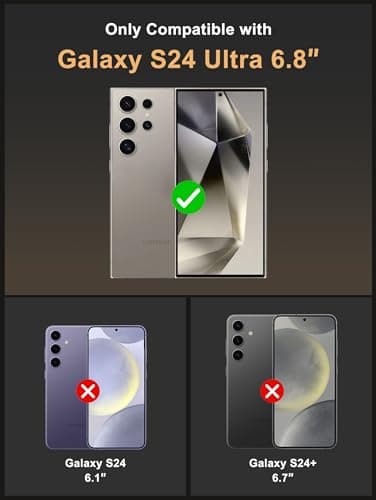 Vihibii Samsung Galaxy S24 Ultra Case with Card Holder (4 Cards) and Sliding Camera Case and Kickstand Case, Shockproof Heavy Duty Hard Back and Soft Edge Wallet Case