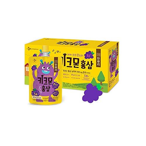 Hanppuri Korean Red Ginseng Extract with Grape for Kids, Not Bitter, 10 Pouches (3.38oz x 10ea)