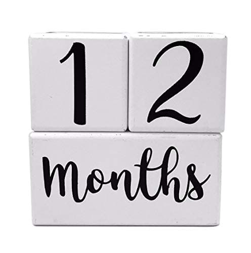 Baby Milestone Blocks, Baby Monthly Milestone Blocks, Baby Age Months Wood Photo Prop Wooden Number Month Block for Babies Pictures, Gender Neutral Boy or Girl Shower Gift, Infant Registry Gifts