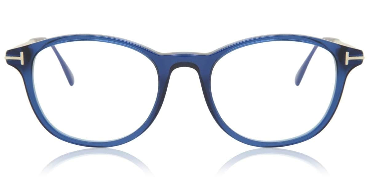 Eyeglasses Tom Ford FT 5553 -B 090 Shiny Transparent Blue, Palladium/Blue Bloc, 50-19-145