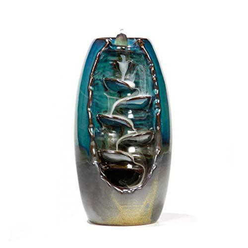 LYUS Backflow Incense Holder,Incense Burner with 10 pcs Cones Chinese Ceramic Incense Censer for Home Decor