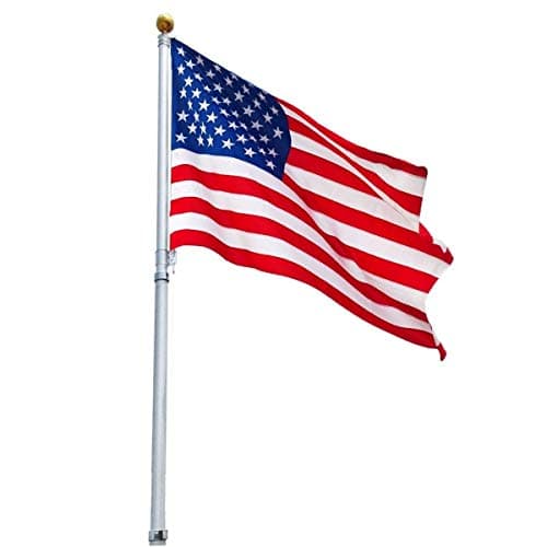 MBN 12'/16' Telescoping Flagpoles Heavy Duty - The American Flag Pole Set with Gold Ball Top - Family Garden Outdoor US Flag 3x5 feet