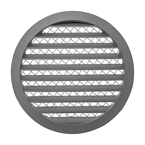 Repa Market 10" Inch Aluminum Gray Soffit Air Vent Cover - Louvered Round Gable Vent with Mesh Screen - Exhaust/Intake Ventilation Grill - House, Attic, Bathroom - Indoor/Outdoor Metal Duct Grate