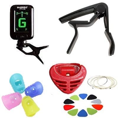 HRB MUSICALS Guitar tuner string set pick holder picks 4 finger protector Z capo