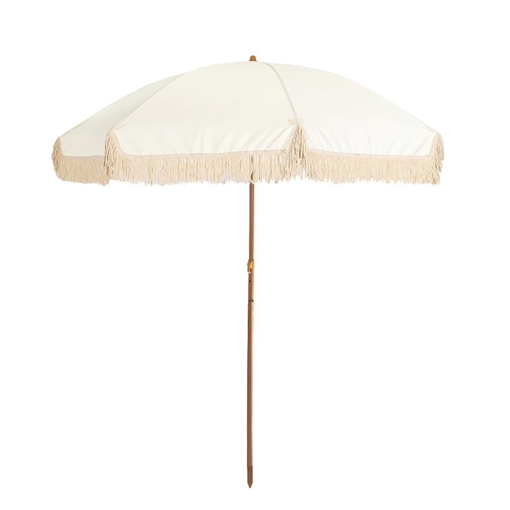 YAHOME 2M Patio Umbrella, Parasol Umbrella with Tilt Function & Fringe Canopy, UV-Resistant Sunshade without Base, Waterproof & Wind-Resistant Beach Umbrella for Pool, Deck & Garden, Beach & Cafe