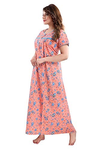 Fabme Women's Pure Cotton Feeding Nighty/Maternity Maxi Dress for Post & Pre Pregnancy Wear